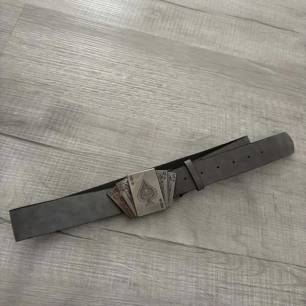 Poker Card Themed Buckle Faux Leather Belt